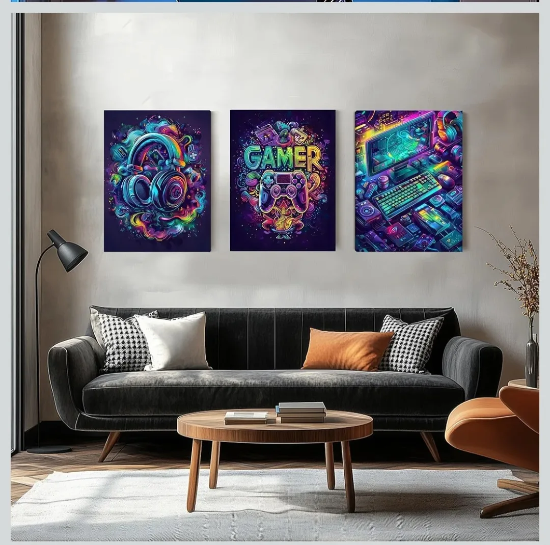 Gamer Wall Art Canvas Posters (Set of 3) image indicator(8)