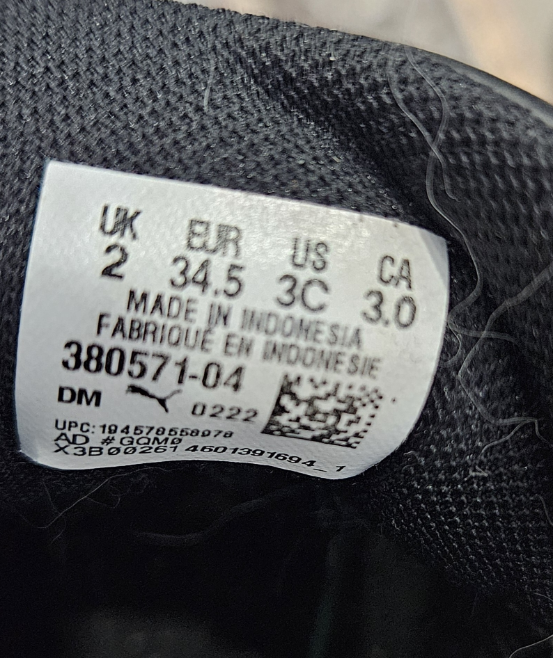 Puma Black Sneakers with Velcro Straps - Size 3 - photo 5