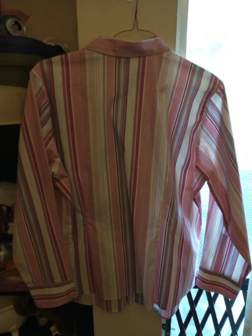 NWT!! COTTON GINNY STRIPED BUTTONDOWN LONG SLEEVED SHIRT image indicator(2)