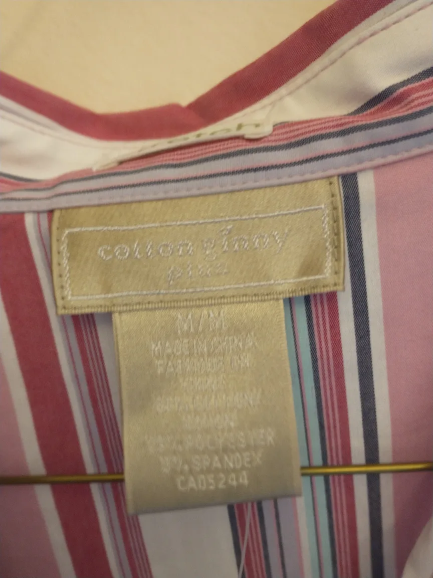 NWT!! COTTON GINNY STRIPED BUTTONDOWN LONG SLEEVED SHIRT image indicator(4)