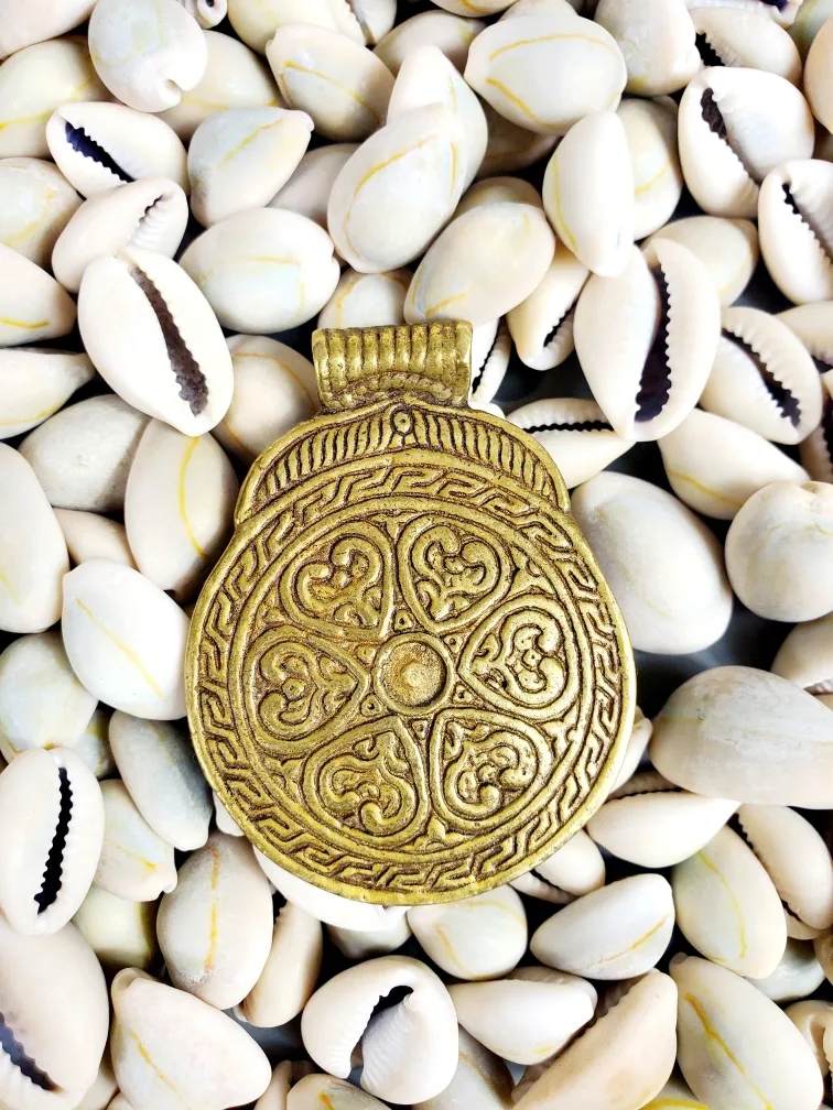 African Adinkra Brass Pendant Jewelry (Akoma) image indicator(2)