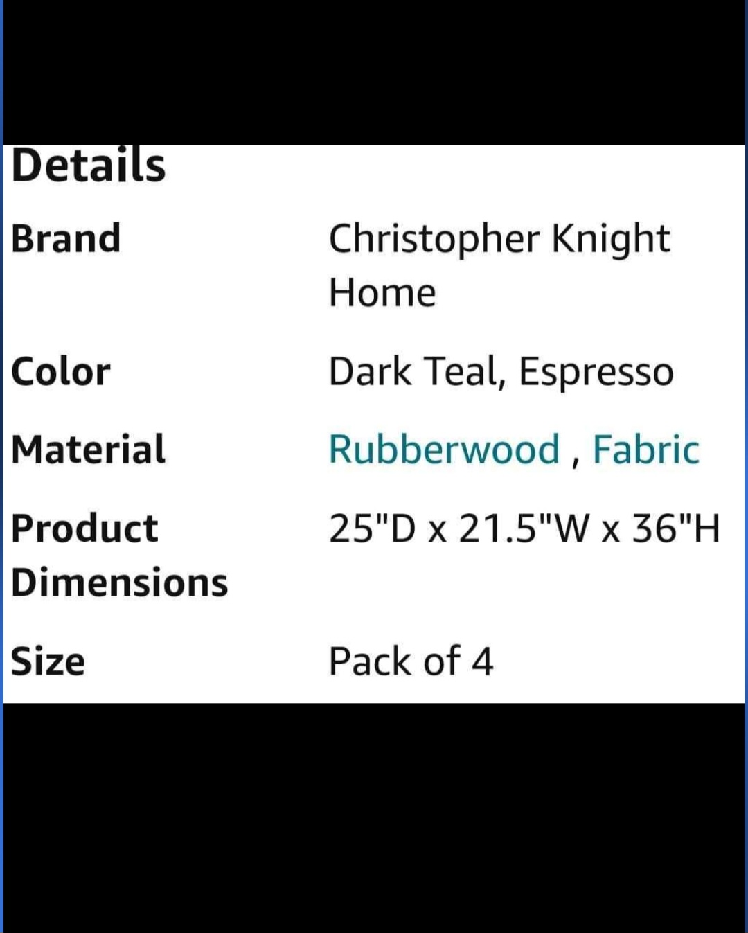 (4) Christopher Knight Home Edwina Dining Chair Set - photo 5