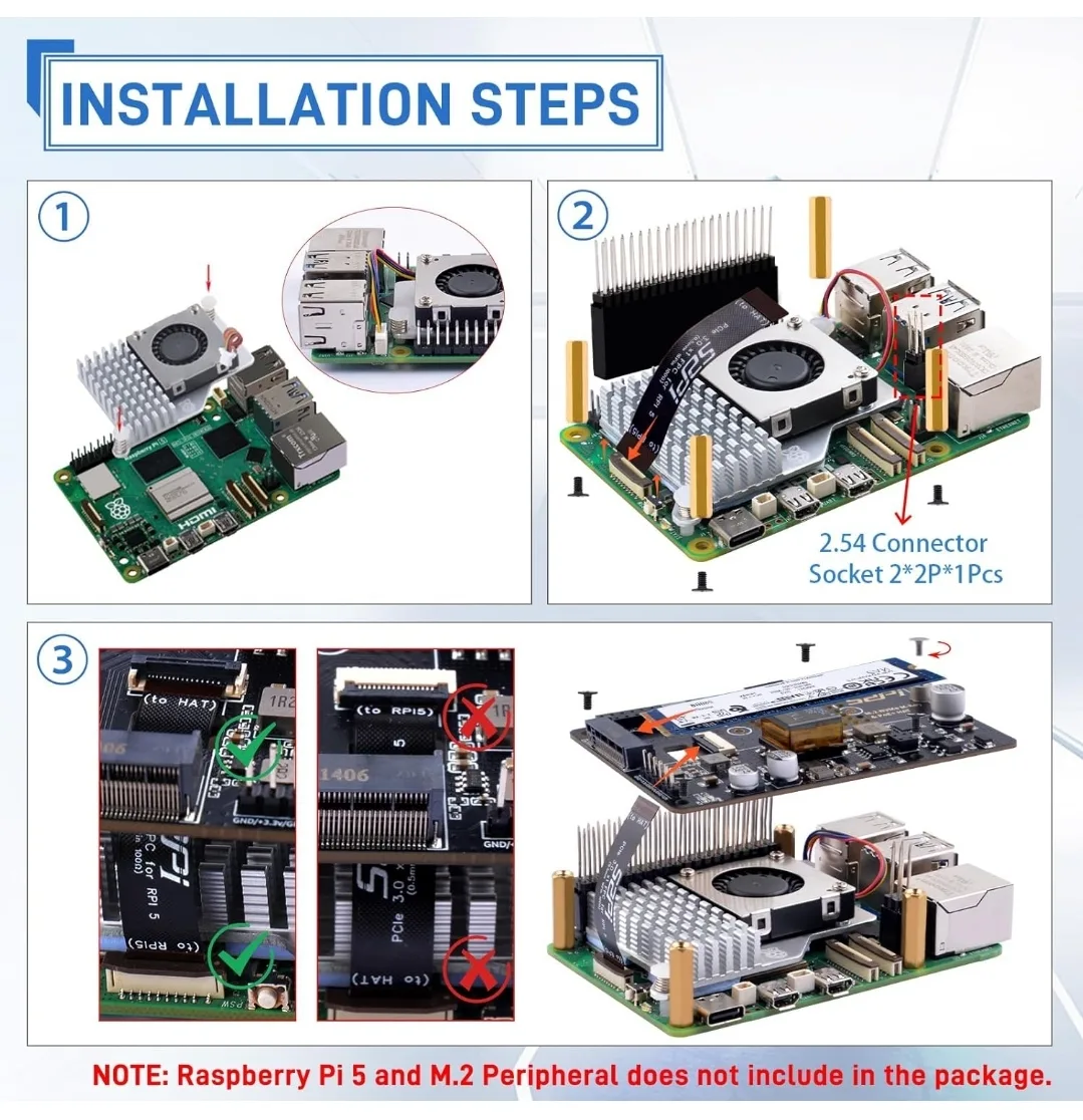 GeeekPi P33 M.2 NVMe PoE+ HAT + Official Raspberry Pi 5 image indicator(9)