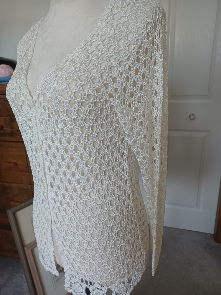 White Crochet Cardigan - photo 4