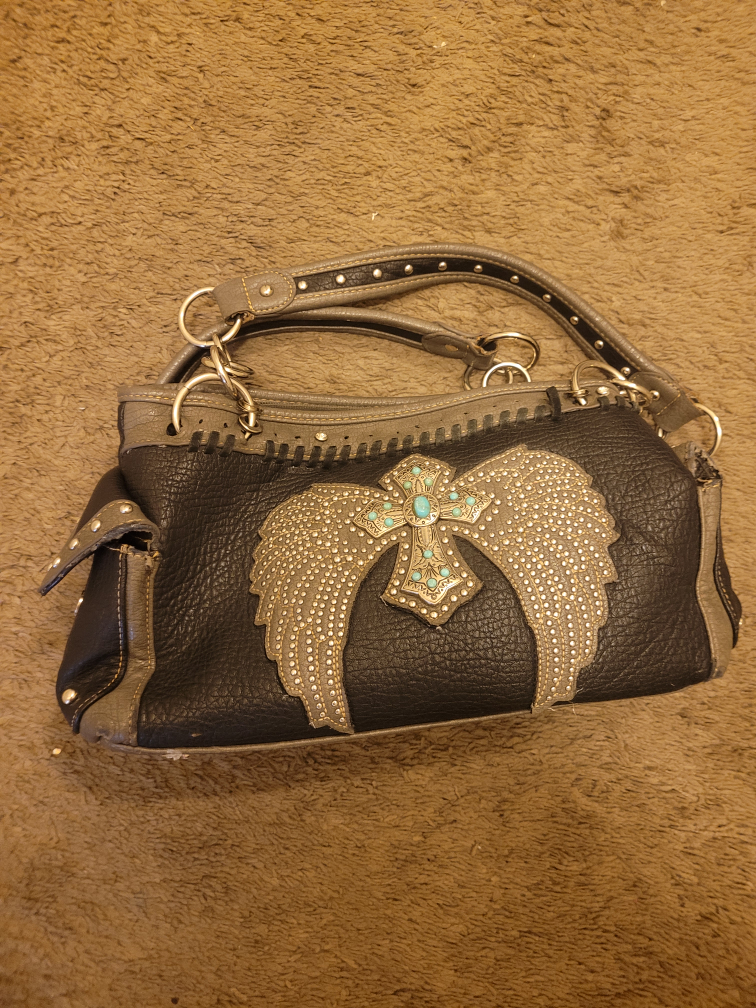 Rhinestone Winged Cross Purse