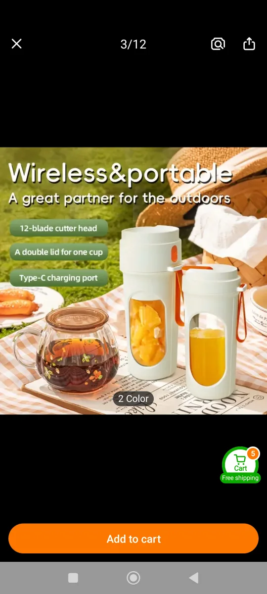 New USB Portable Electric Juice Cup Blender(green) with box image indicator(10)