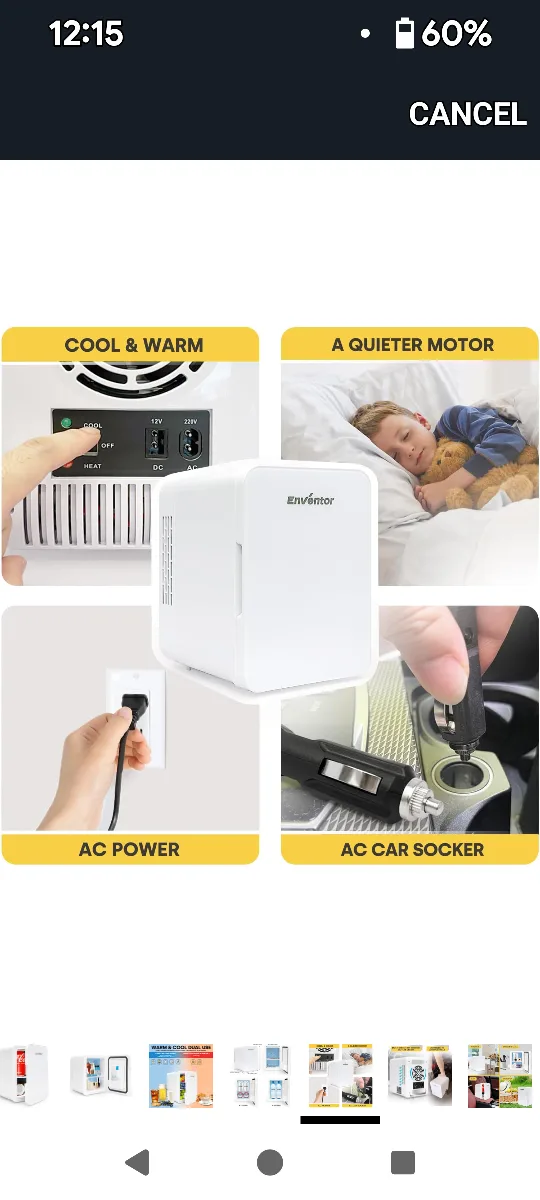 black CROWNFUL Mini Fridge - 4 Liter/6 Can - White image indicator(10)