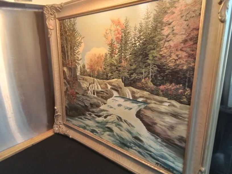 Vintage Framed "Waterfall" Painting Signed image indicator(4)