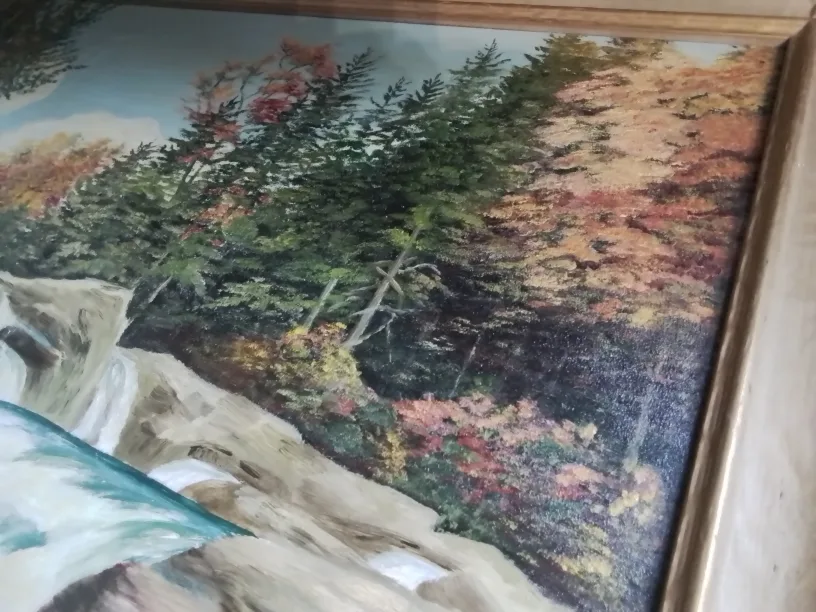 Vintage Framed "Waterfall" Painting Signed image indicator(8)