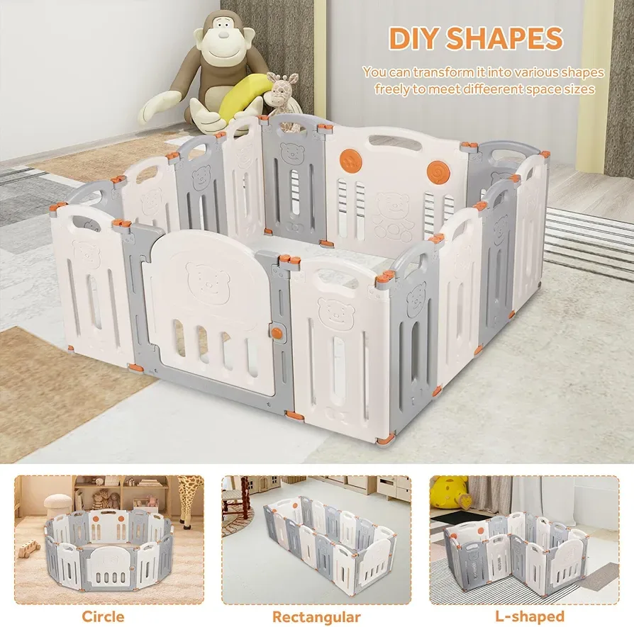 Foldable Baby Playpen - Grey & White image indicator(7)