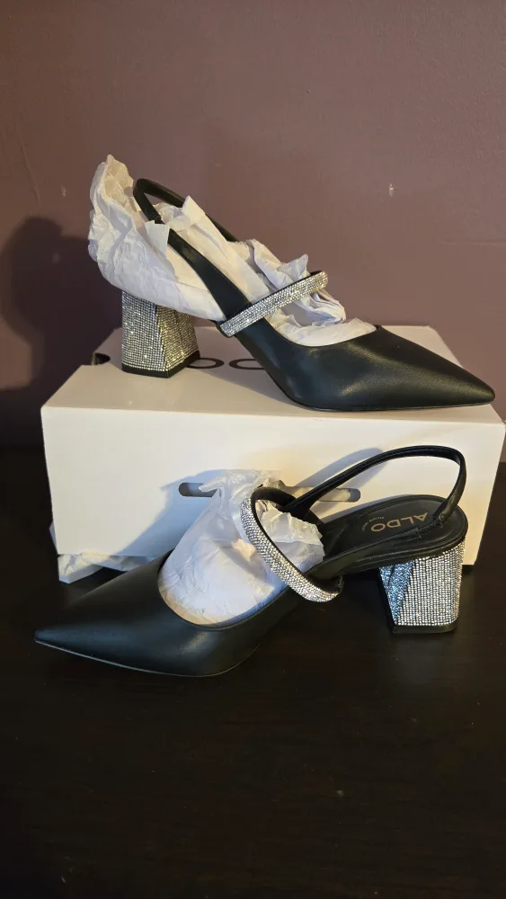 ALDO Black Heels with Rhinestone Detail image indicator(3)