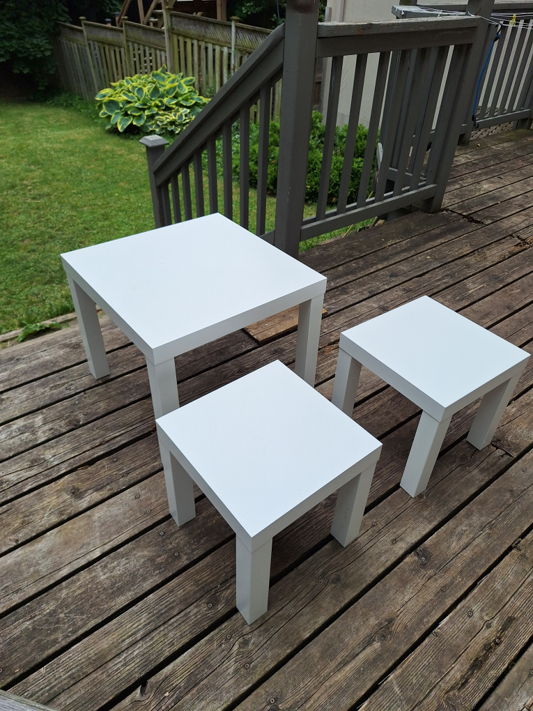 Set of 3 White Square Tables, Ikea Lack