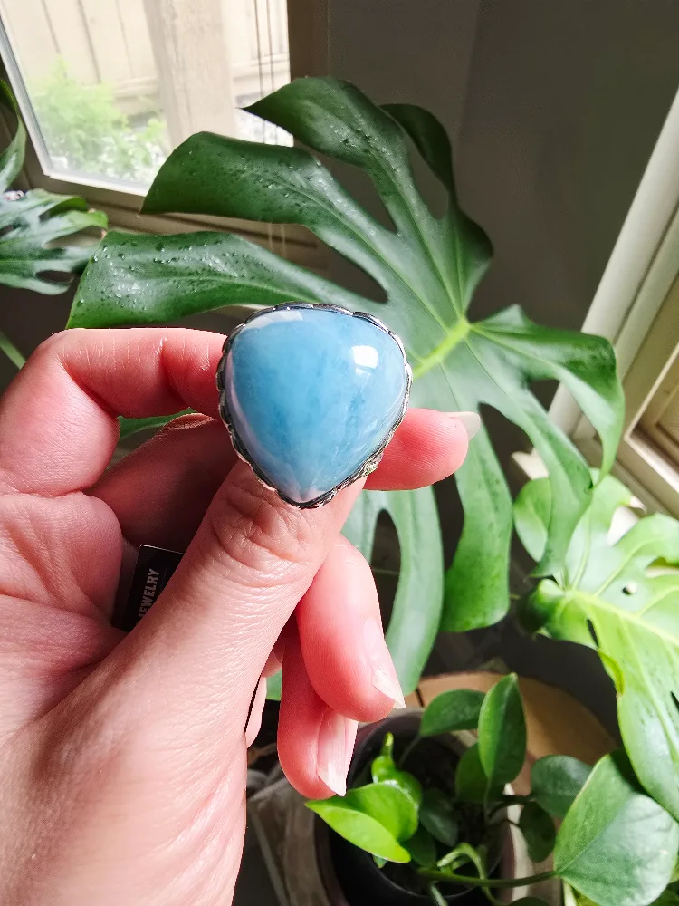 New Aquamarine natural 925 sterling silver ring image indicator(5)