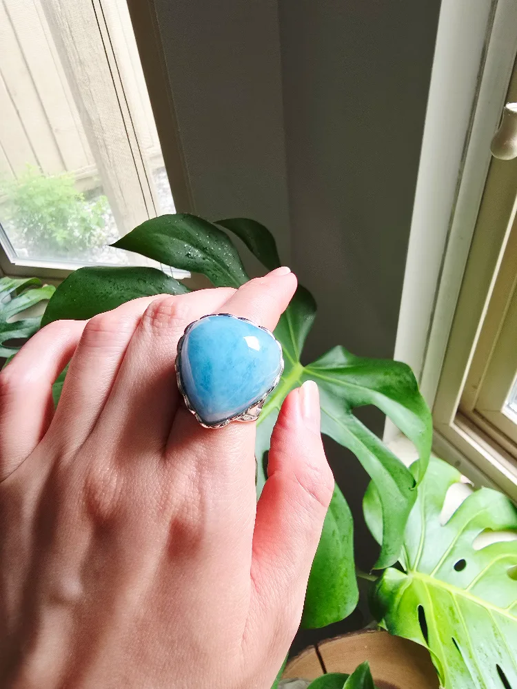 New Aquamarine natural 925 sterling silver ring image indicator(8)