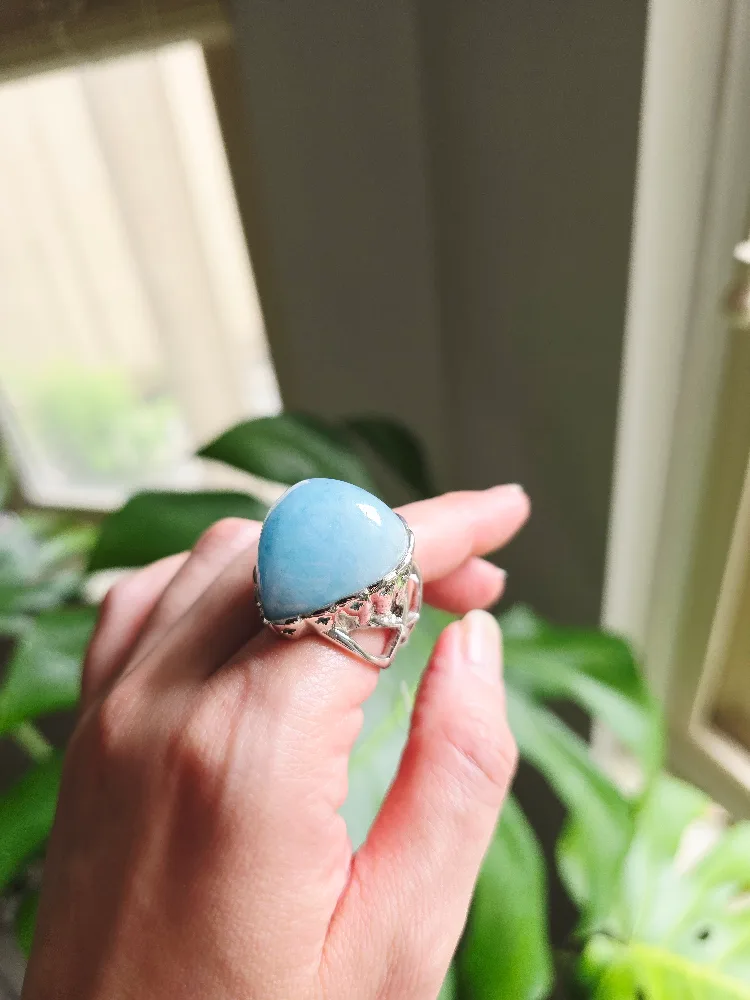 New Aquamarine natural 925 sterling silver ring image indicator(9)