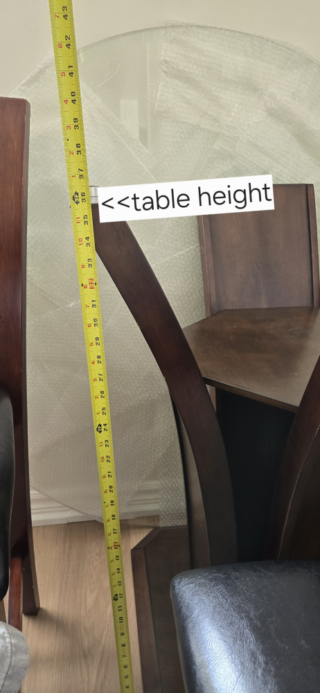 Pub Style Dining Table with 4 black leather and wood chairs - photo 2