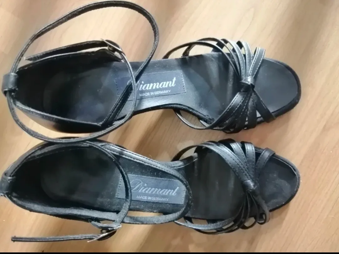 Like New Diamant Strappyblack dance shoe, suede sole. thumbnail
