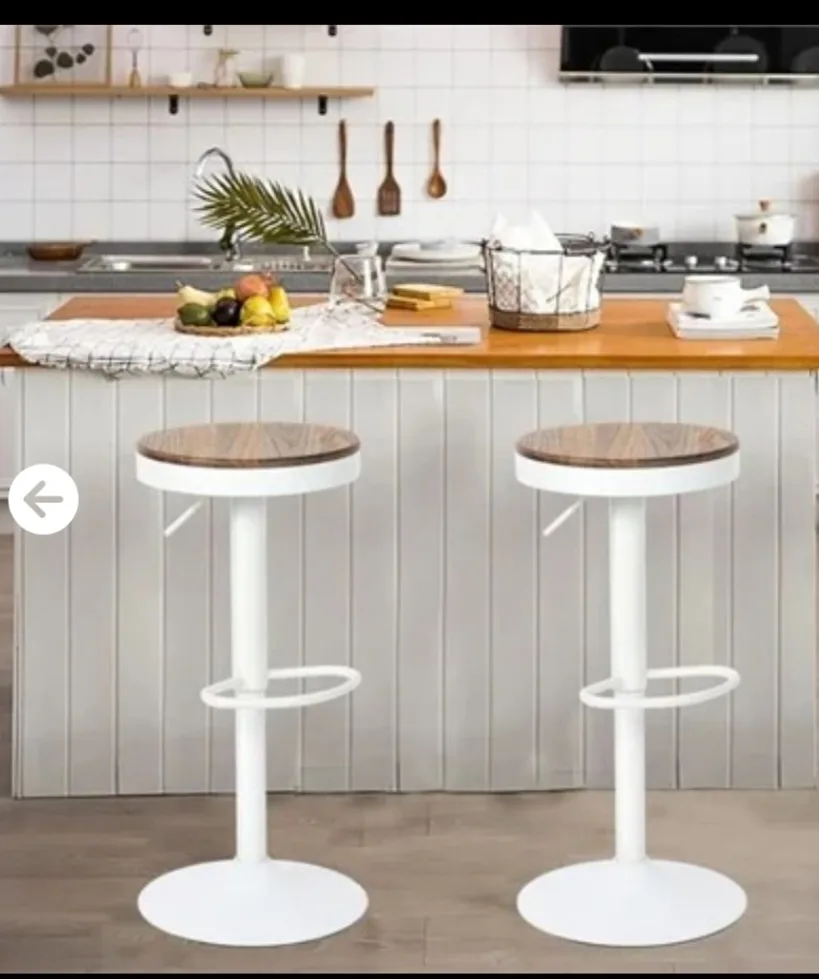 New Set of 2 YOUNIKE Wooden Bar Stools in white thumbnail