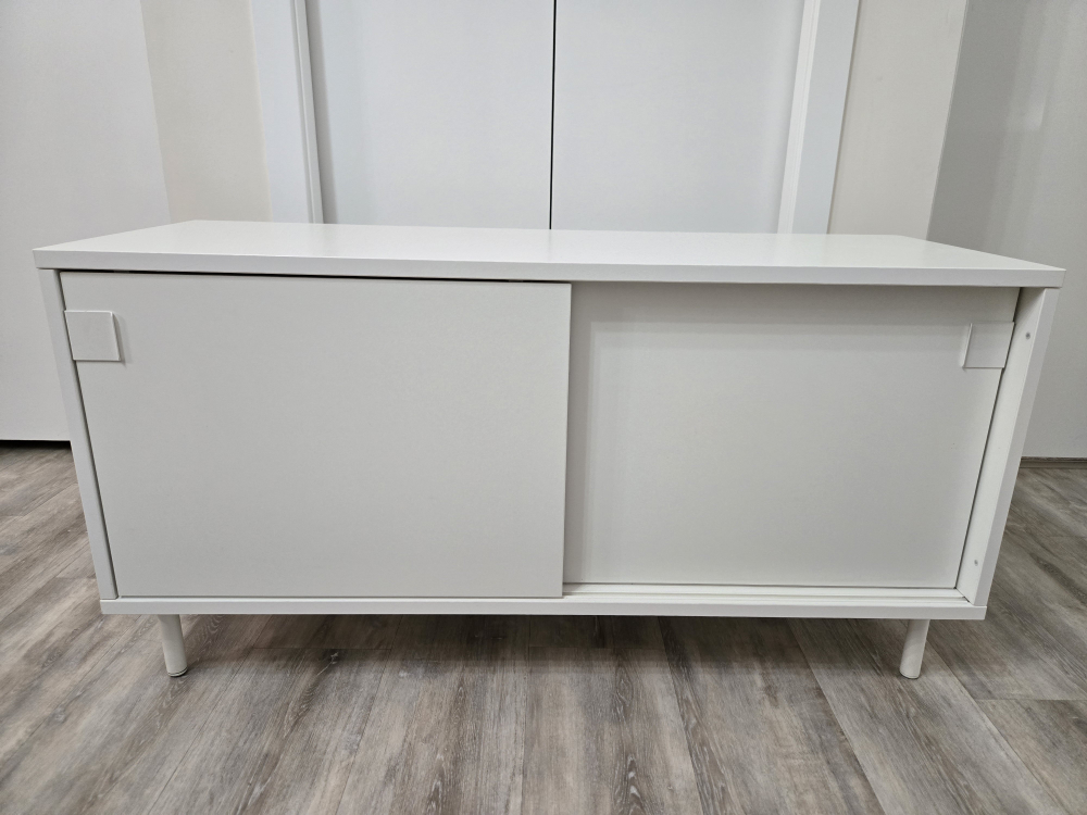 White TV Stand with Sliding Door