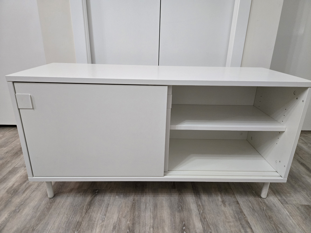 White TV Stand with Sliding Door - photo 2