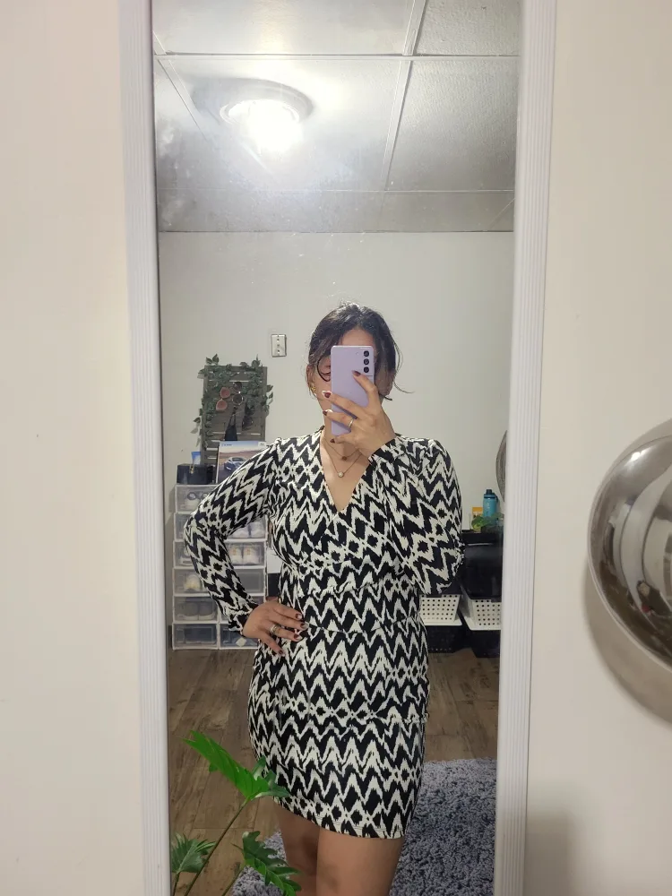 Geometric Pattern Long Sleeve Dress thumbnail