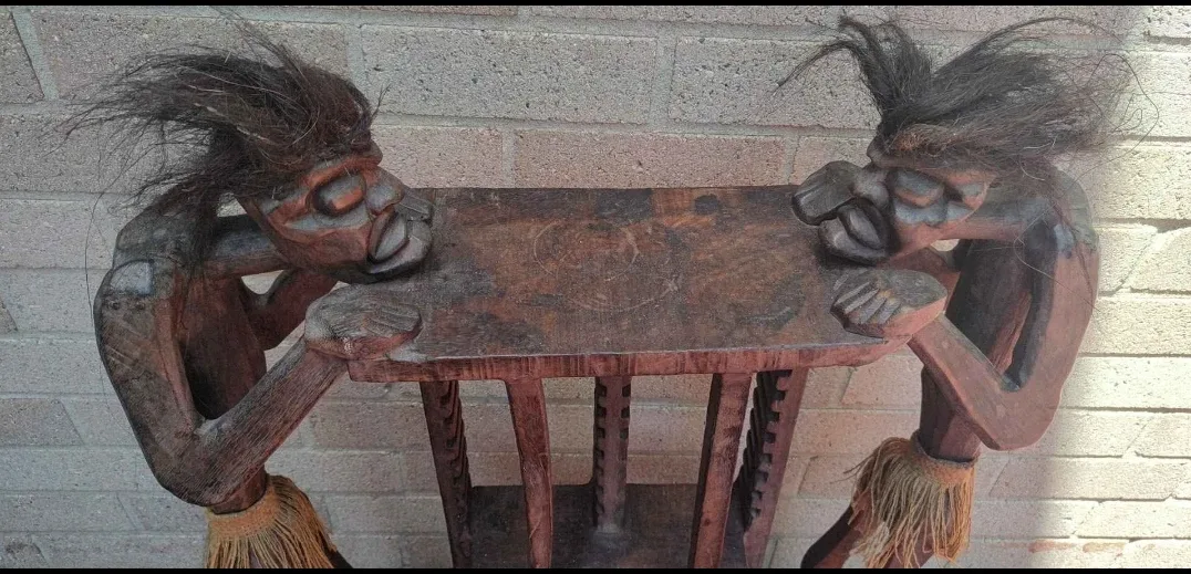 Unique Hand Carved Wooden CD Shelve or as Side Table image indicator(2)