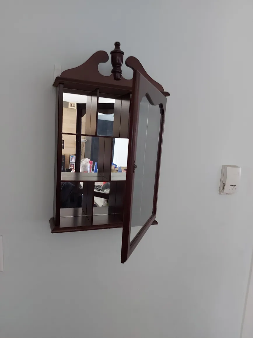 Brown Wooden Wall-Mounted Display Cabinet image indicator(2)