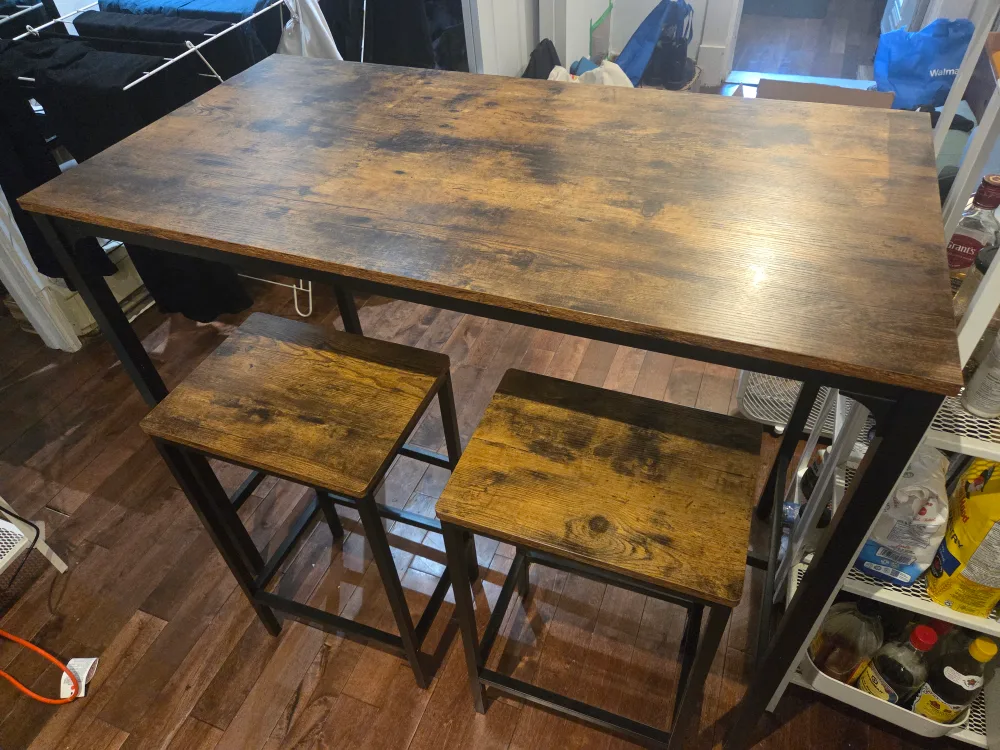 Tall table/counter with 2 stools thumbnail
