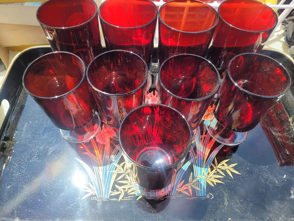 Arcoroc Luminarc Cavalier Ruby Red glasses from France,