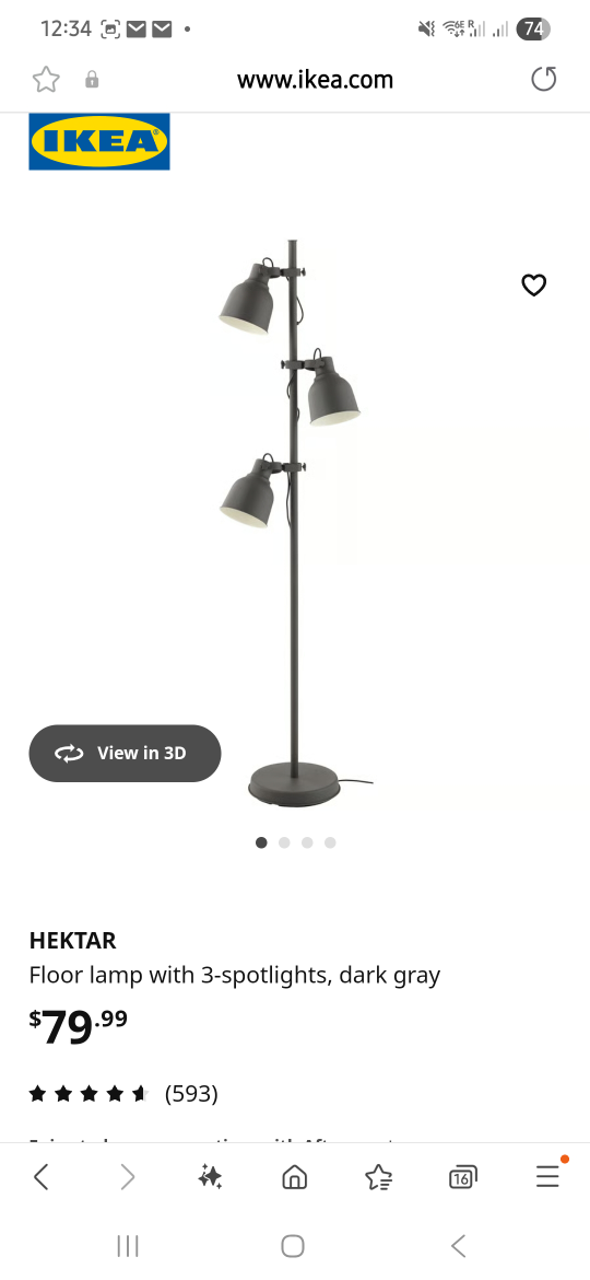 IKEA Hektar Floor Lamp - 3 Spotlights, Dark Gray [moving out] - photo 3