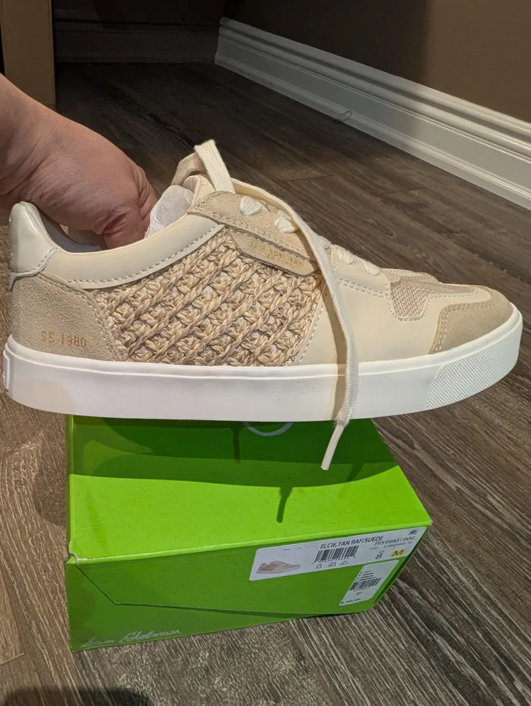 BNIB Sam Edelman ELSIE Tan Raf/Suede Sneakers - Size 8 image indicator(2)