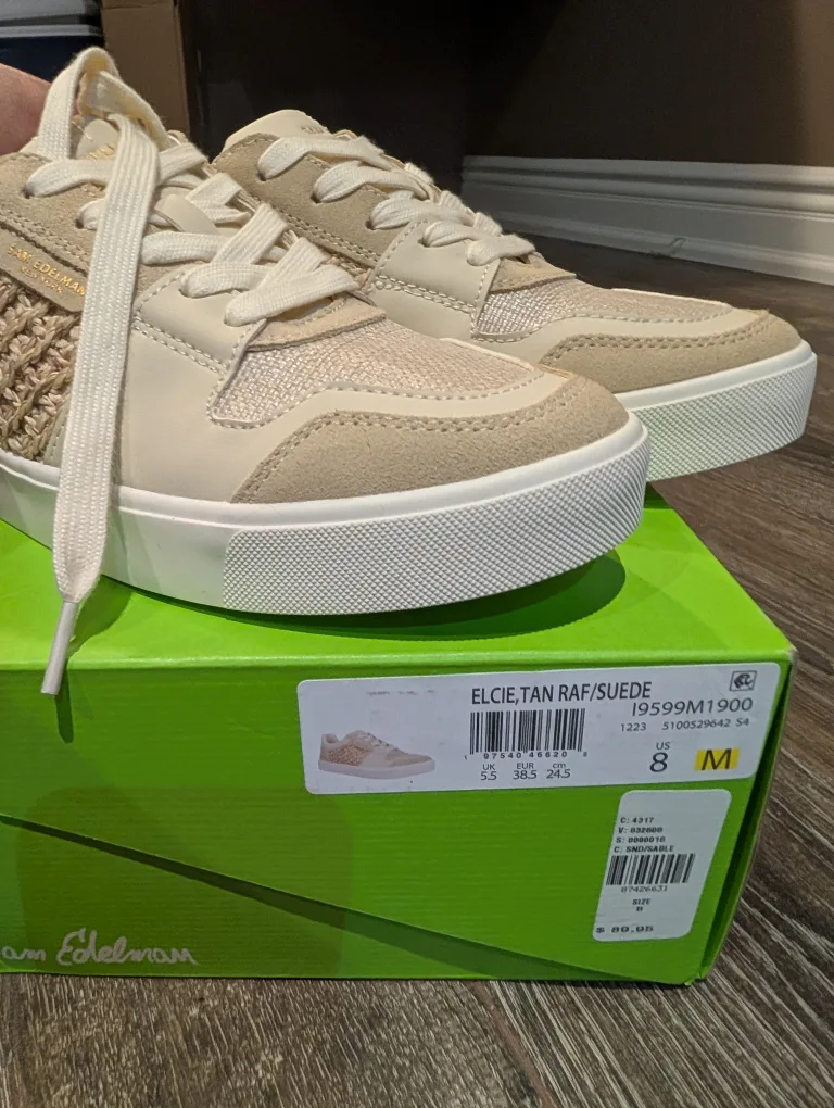 BNIB Sam Edelman ELSIE Tan Raf/Suede Sneakers - Size 8 image indicator(3)