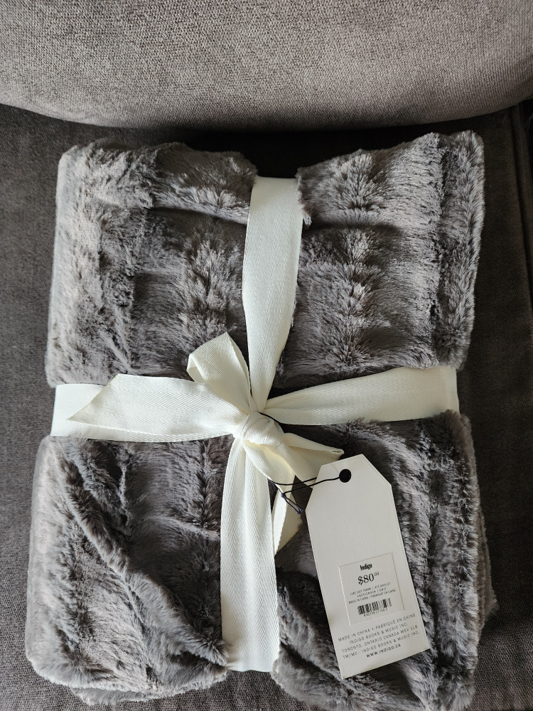 Indigo Faux Fur Throw Blanket