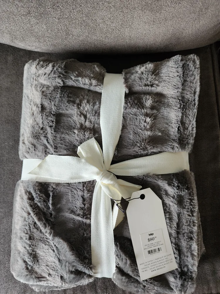 Indigo Faux Fur Throw Blanket thumbnail