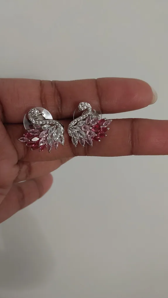 BRAND NEW super dainty classy Swan Necklace and Earring Set image indicator(9)