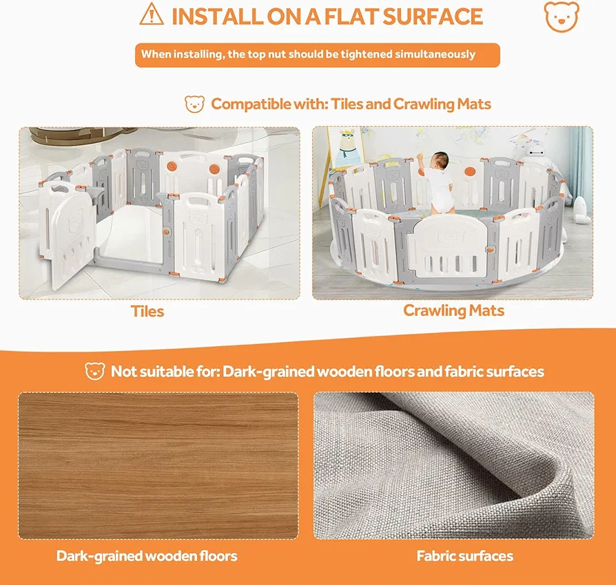 Foldable Baby Playpen - Grey & White - photo 5
