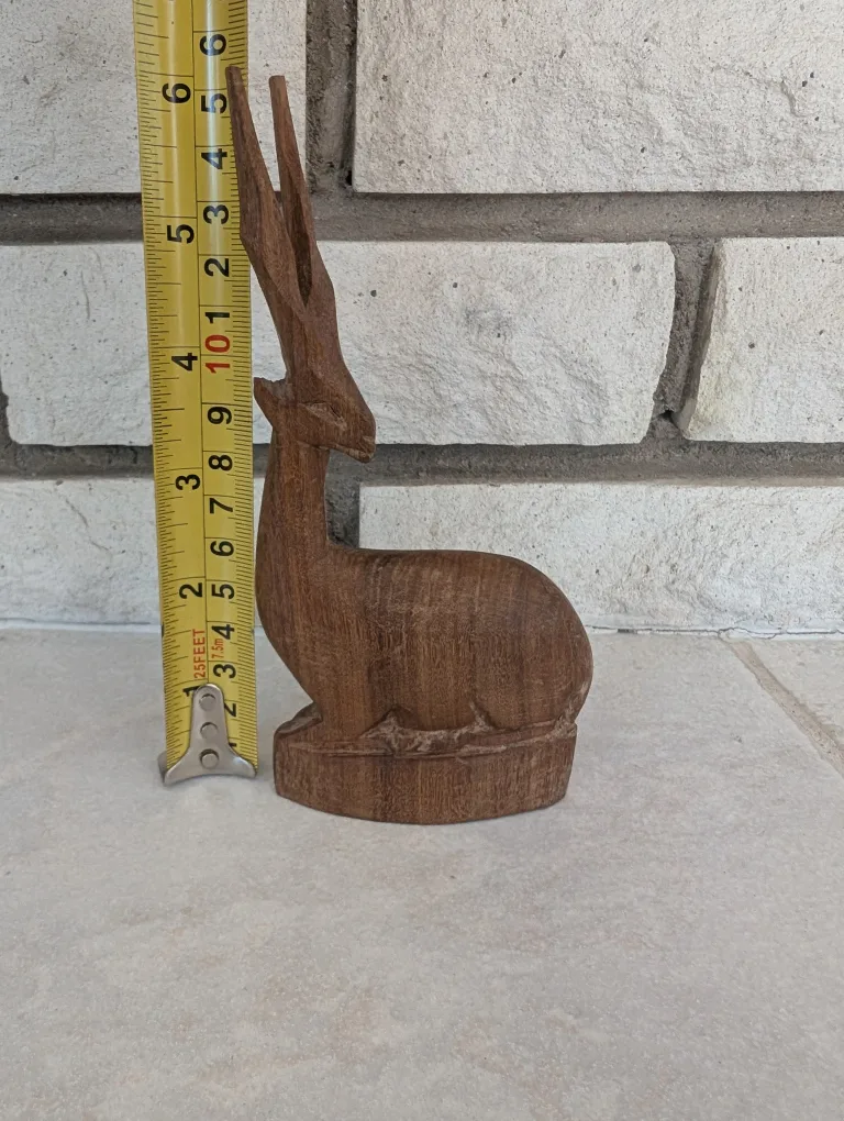 Hand Carved Wooden antelope Figurine thumbnail