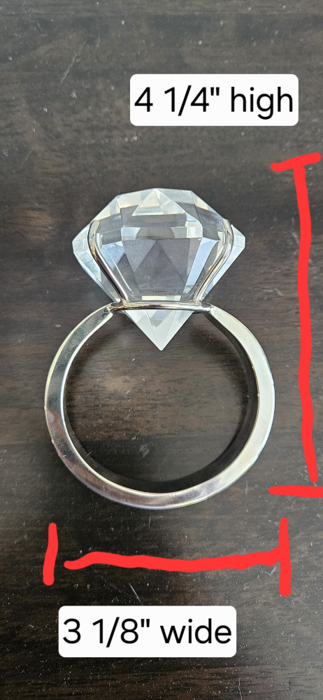 Huge Crystal Diamond ring paper weight/ engagement decor