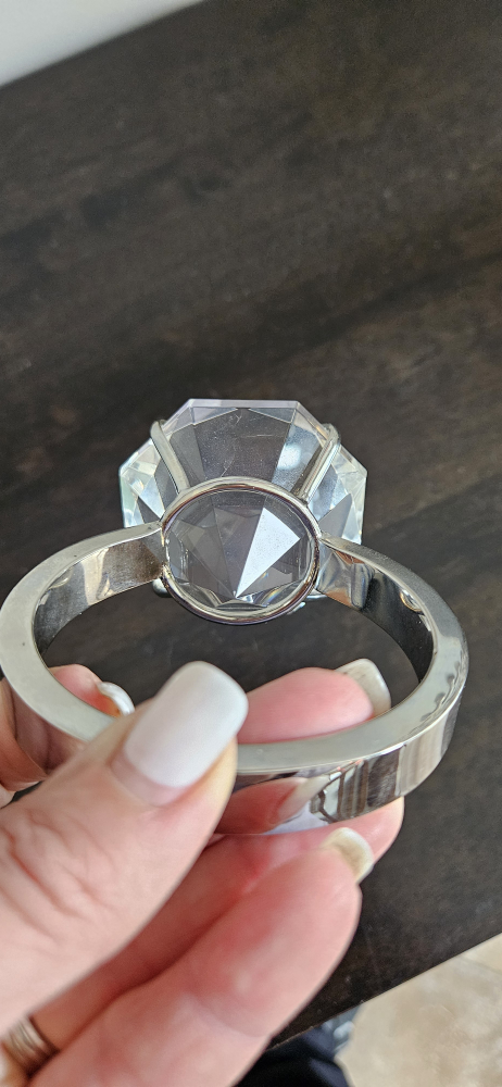 Huge Crystal Diamond ring paper weight/ engagement decor - photo 3
