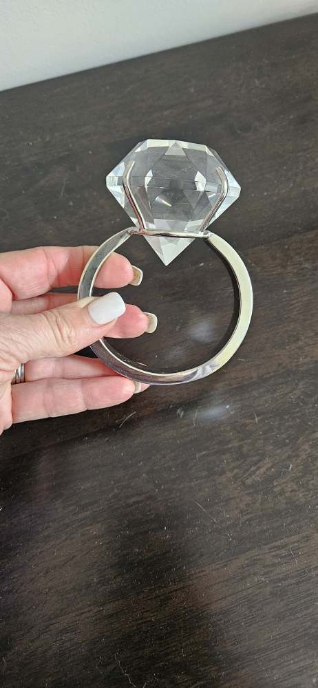 Huge Crystal Diamond ring paper weight/ engagement decor - photo 4