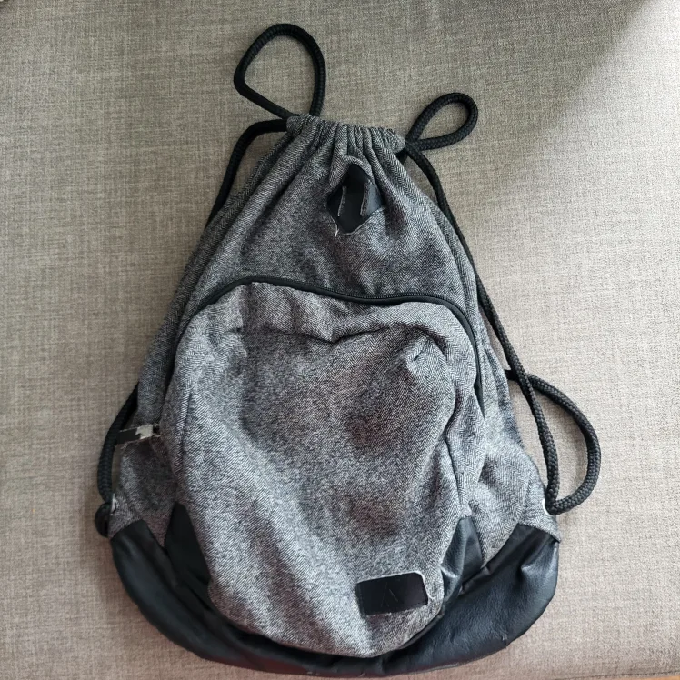 Drawstring Backpack - Grey & Black thumbnail