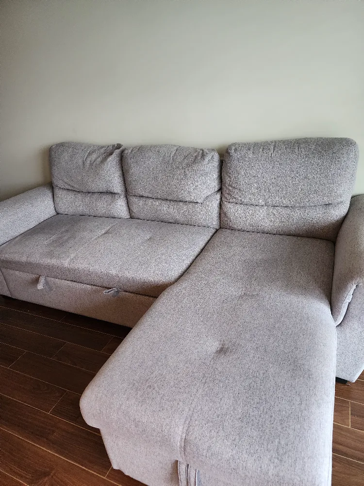 Comfortable Pull-Out Sofa with Chaise – Light Grey thumbnail
