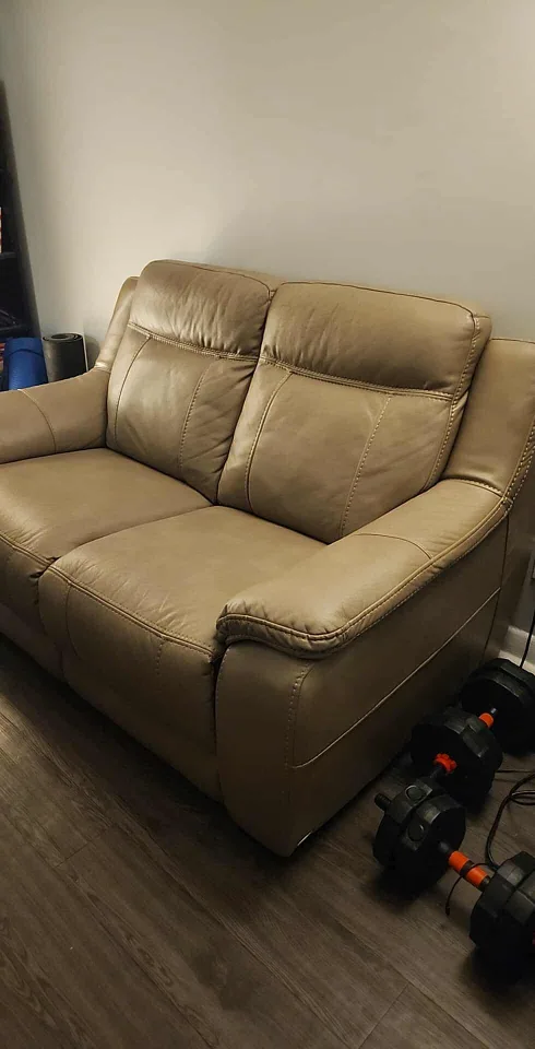 Leather Loveseat - Beige/Tan thumbnail