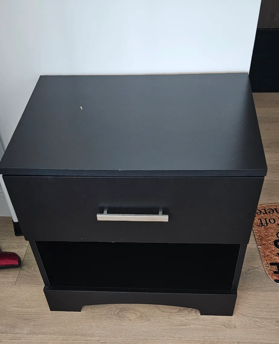 Black Nightstand with Drawer and Open Shelf image indicator(2)