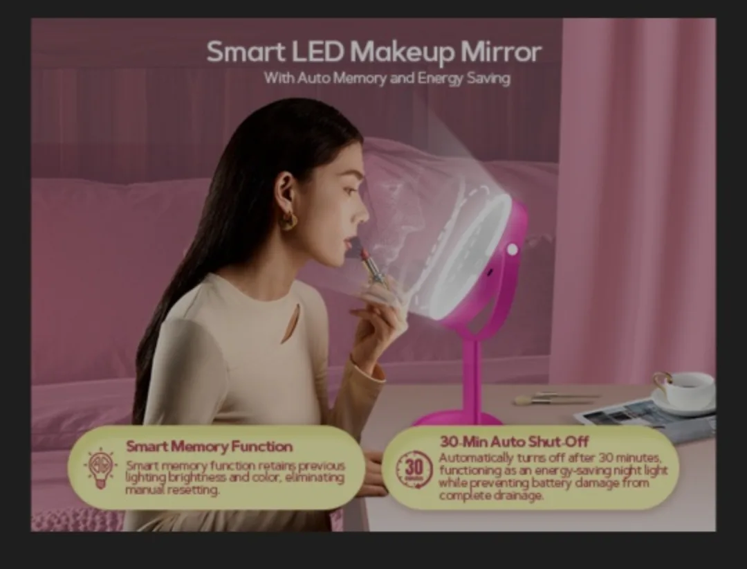 Adjustable Makeup Mirror with Lights image indicator(10)