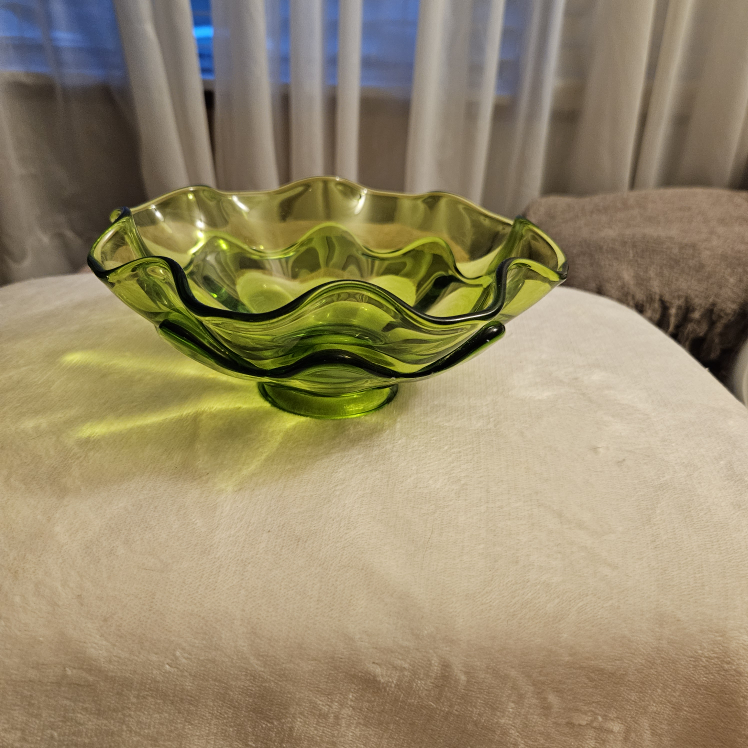 Vintage Green Glass Bowl