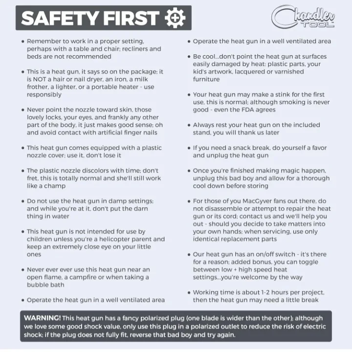 NEW!   Chandler Tool Ultimate Heat Gun - Dual Temp image indicator(7)