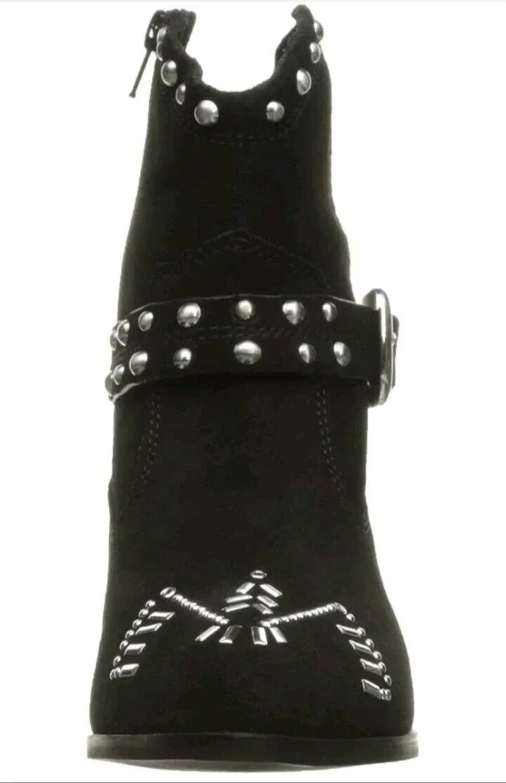 Black Suede Ankle Boots With Studs image indicator(2)