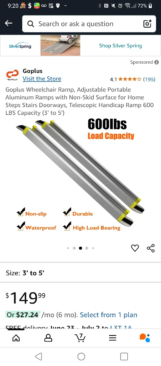 💚GO PLUS ADJUSTABLE NON SKID 3 TO 5 FEET WHEEL RAMP image indicator(2)