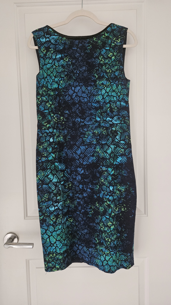 Tahari Sleeveless Dress, Size 8, Blue, Green and Black